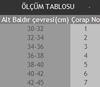 Variteks Beden Ölçüm Tablosu